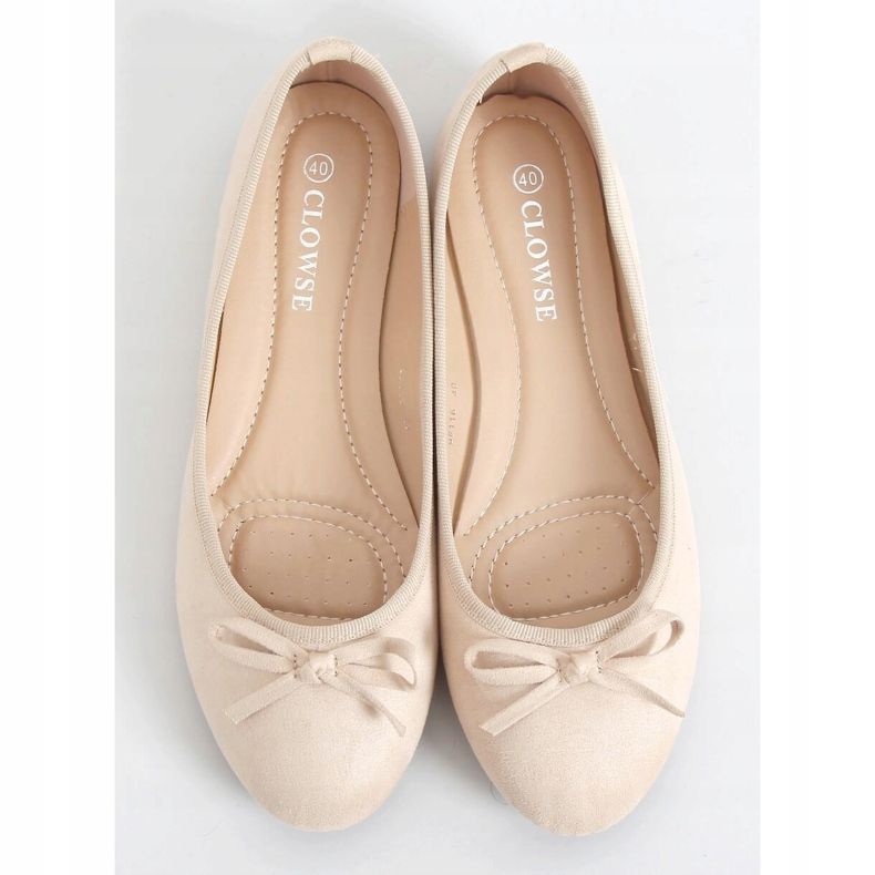 Beige ballerinor i mocka 9F116 Beige 1