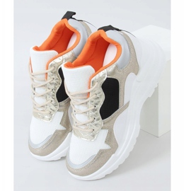 Vita och guldkilade sportskor 3171 Guld gyllene 1