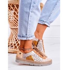 Kvinnors läderskor Maciejka Gul 03339-44 mångfärgad 1