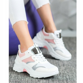 SHELOVET Snygga Merlin -sneakers vit rosa silver- 1