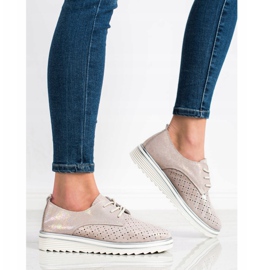 Kylie Läder Brogues på plattformen beige 2