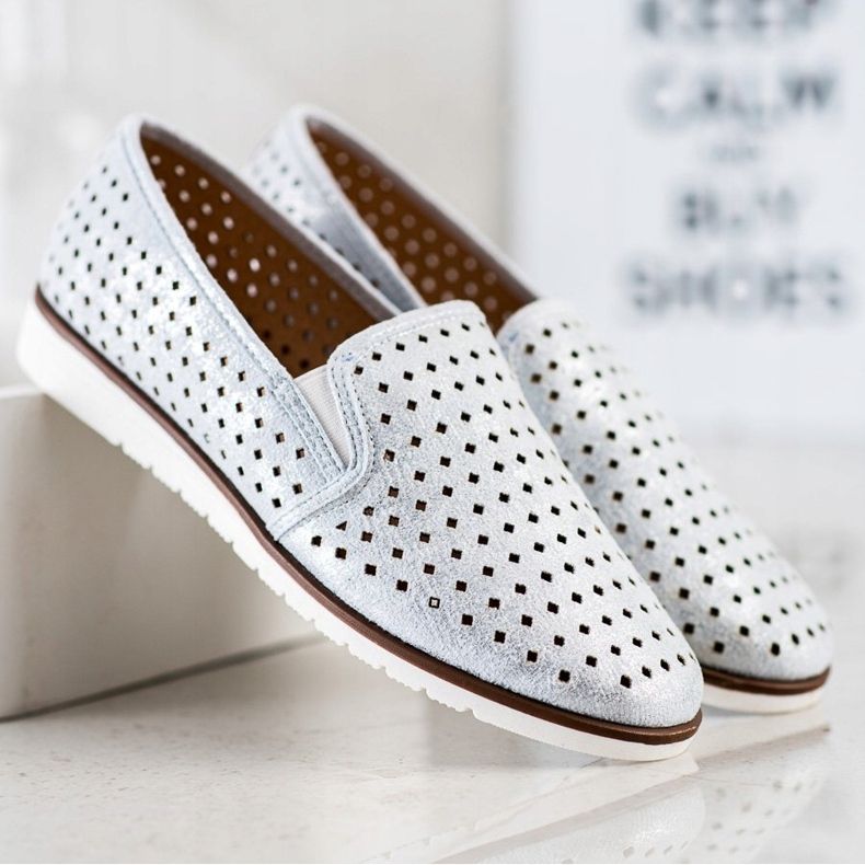 Kylie Glänsande Openwork Slipons silver- 1