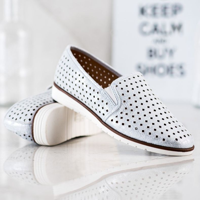 Kylie Glänsande Openwork Slipons silver- 2