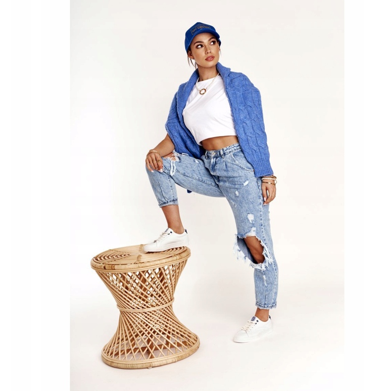 Kvinnors läderskor Big Star BB274211 Vit och marinblå 2