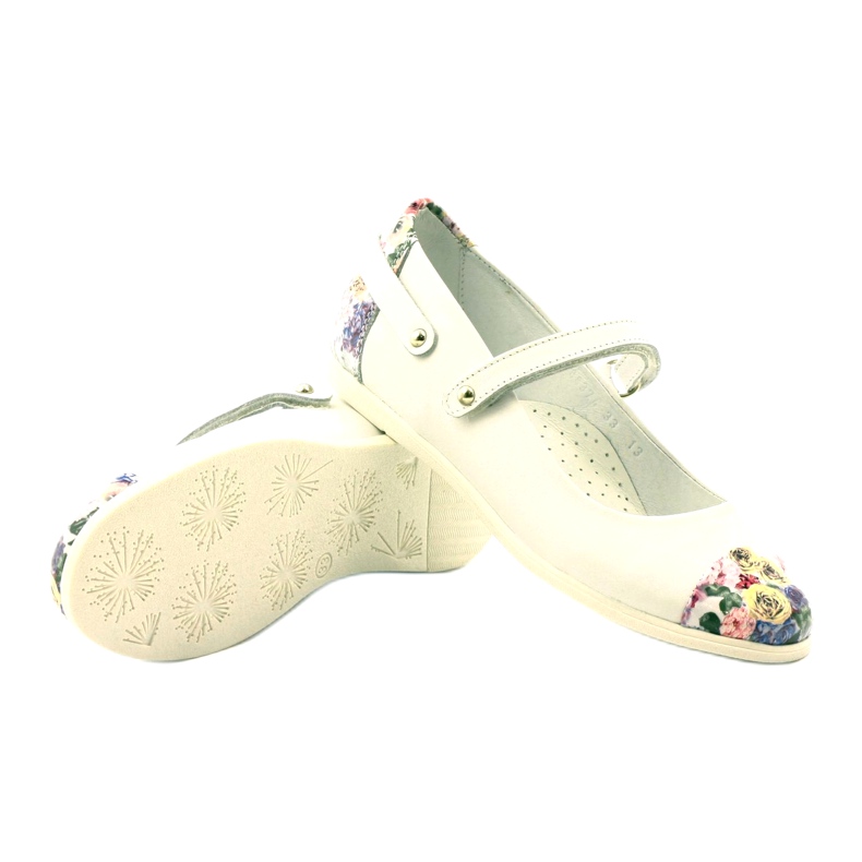 Girls 'Leather Ballerinas med vita blommor Bartek 3