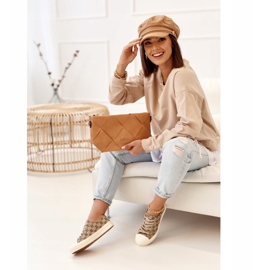 Kvinnors klassiska loggade khaki Challenge -sneakers beige brun 2