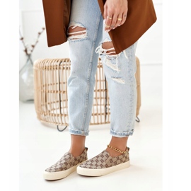 Dam loggade sneakers Slip-On Khaki Challenge beige brun 1