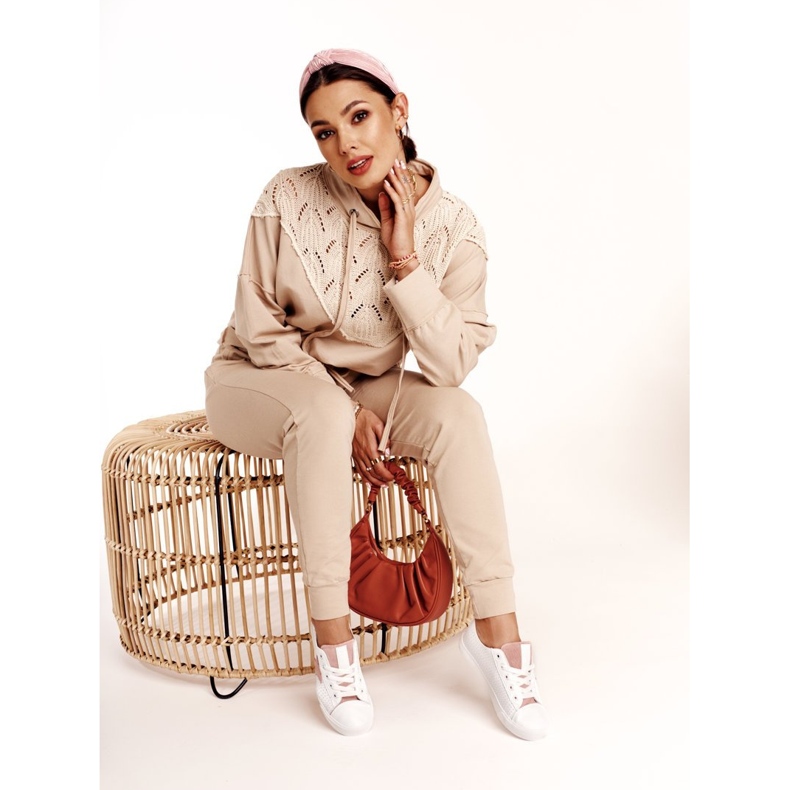 Damskor i läder med en stjärna Big Star DD274691 Vit-rosa 2