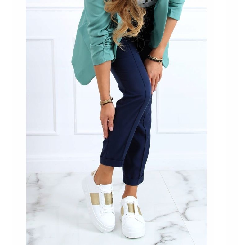 Sneakers med hög sula vit och guld LA133P guld gyllene 1