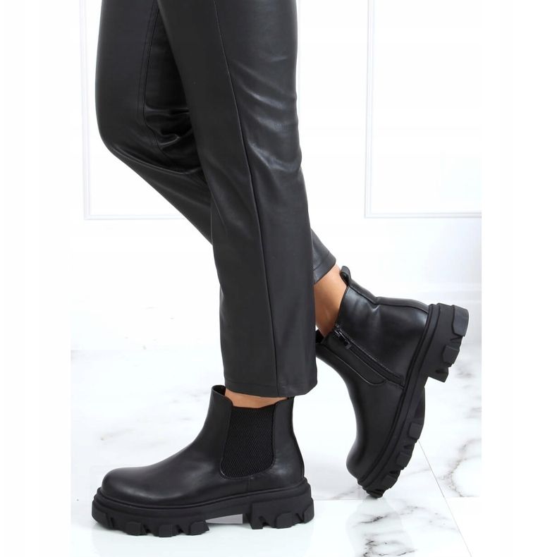 Svarta Chelsea stövlar med hög sula svart 888-52 Svart 2