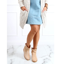 Beige stövlar på en dold kil B0-515 Khaki kaki 1