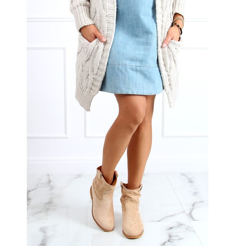 Beige stövlar på en dold kil B0-515 Khaki kaki 1