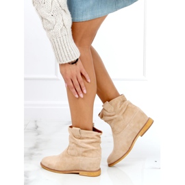 Beige stövlar på en dold kil B0-515 Khaki kaki 2