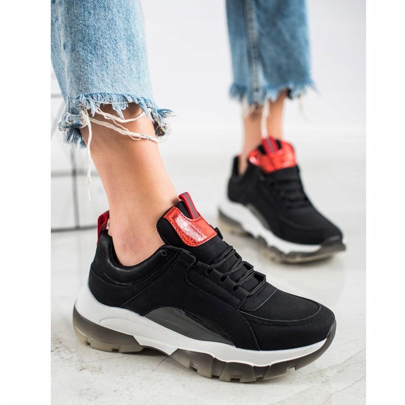 SHELOVET Svarta Eco Leather Sneakers 2