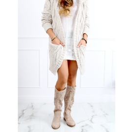 Openwork stövlar dold kile beige ST-56P Beige 2