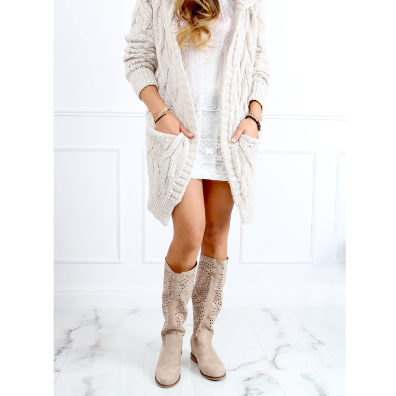Openwork stövlar dold kile beige ST-56P Beige 2