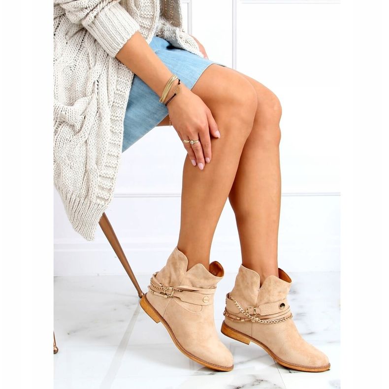 Beige Hidden wedge boots B0-516 Khaki 1