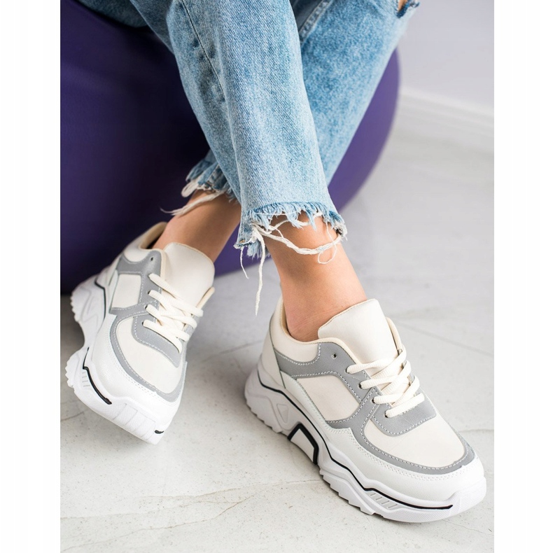 SHELOVET Bekväma sportskor vit brun 1