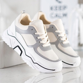 SHELOVET Bekväma sportskor vit brun 2