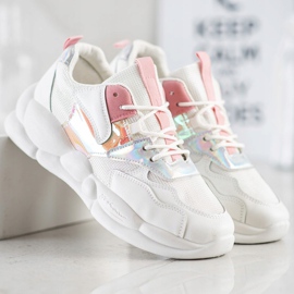 Bestelle Sneakers på modeplattformen vit rosa silver- 1