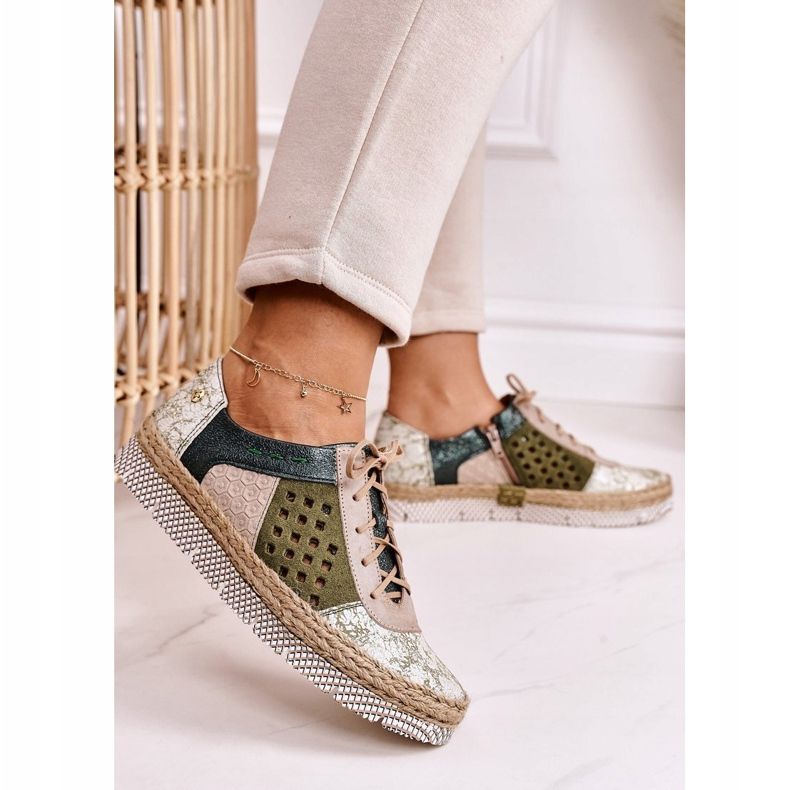 Kvinnors Brogues Maciejka Läder Grönt 03339-09 2