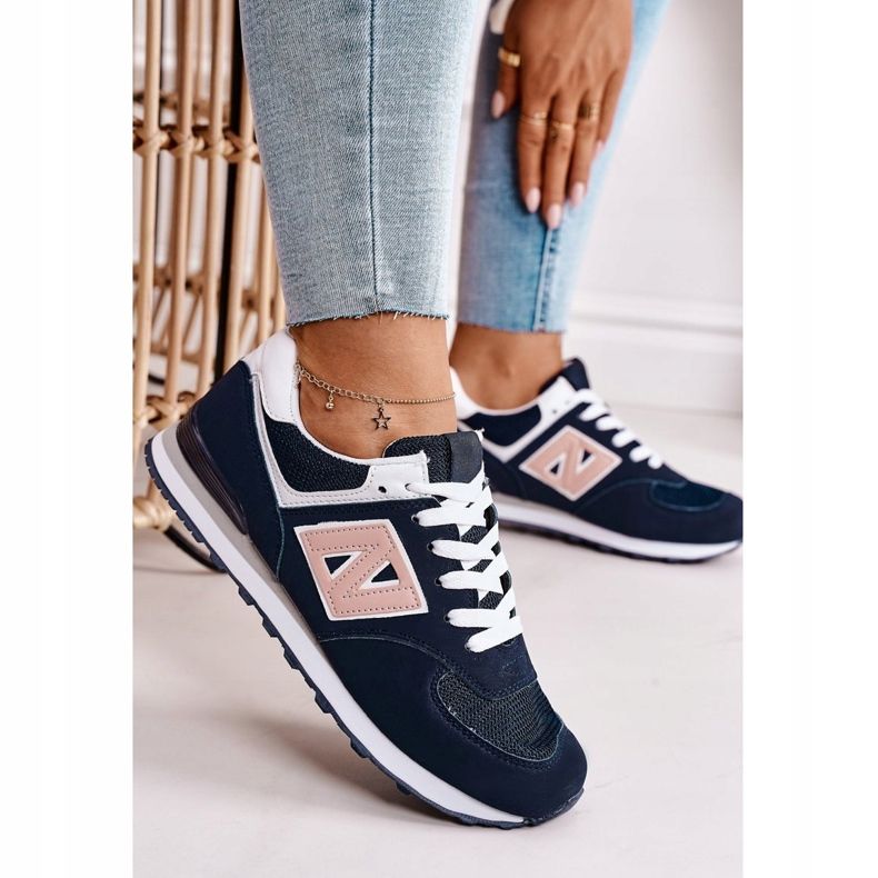 Kvinnors sportskor Sneakers Navy Last Minute vit marinblå rosa 2