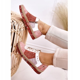 Kvinnors läderskor Maciejka Coral 03339-43 vit röd rosa mångfärgad 2