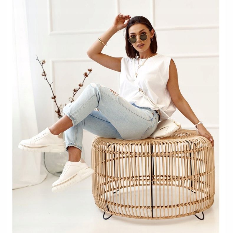 PS1 Kvinnors sneakers på plattformen vit och beige Riri 2