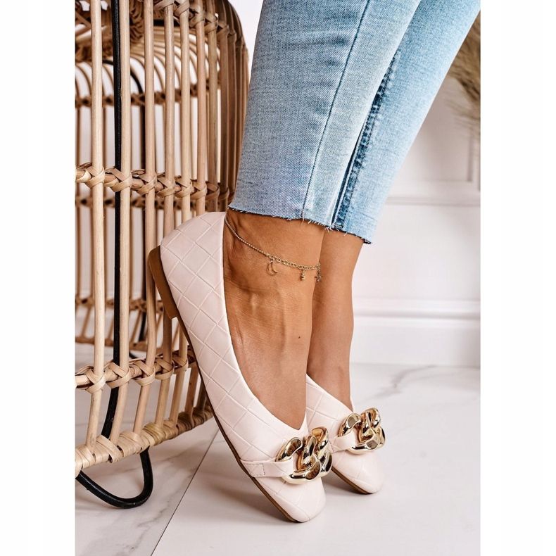 PS1 Eleganta Quiltade Ballerinor med Beige Coco -kedja 2