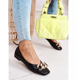 PS1 Eleganta svarta Coco -quiltade ballerinor med kedja 2