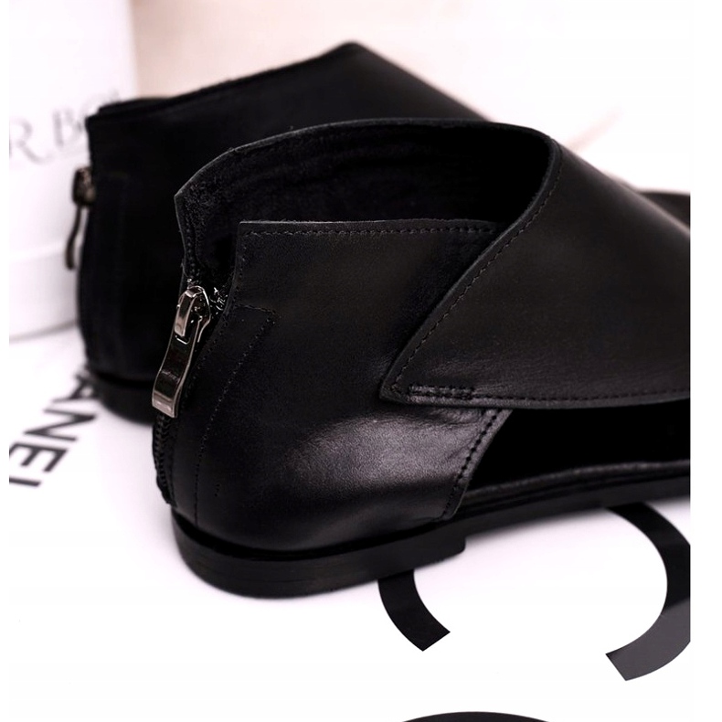 Nicole Kvinnors platta lädersandaler Svart Natalie 2