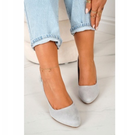 PJ1 Klassiska pumpar på en pelare mocka grå Eleanor 1