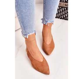 Mockaballerinor på guldklackar Laura Messi 2127 Camel brun 2