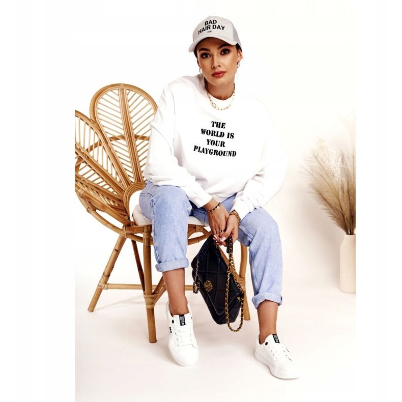 Damskor i läder med inskriptionen Big Star EE274316 Vit svart 1