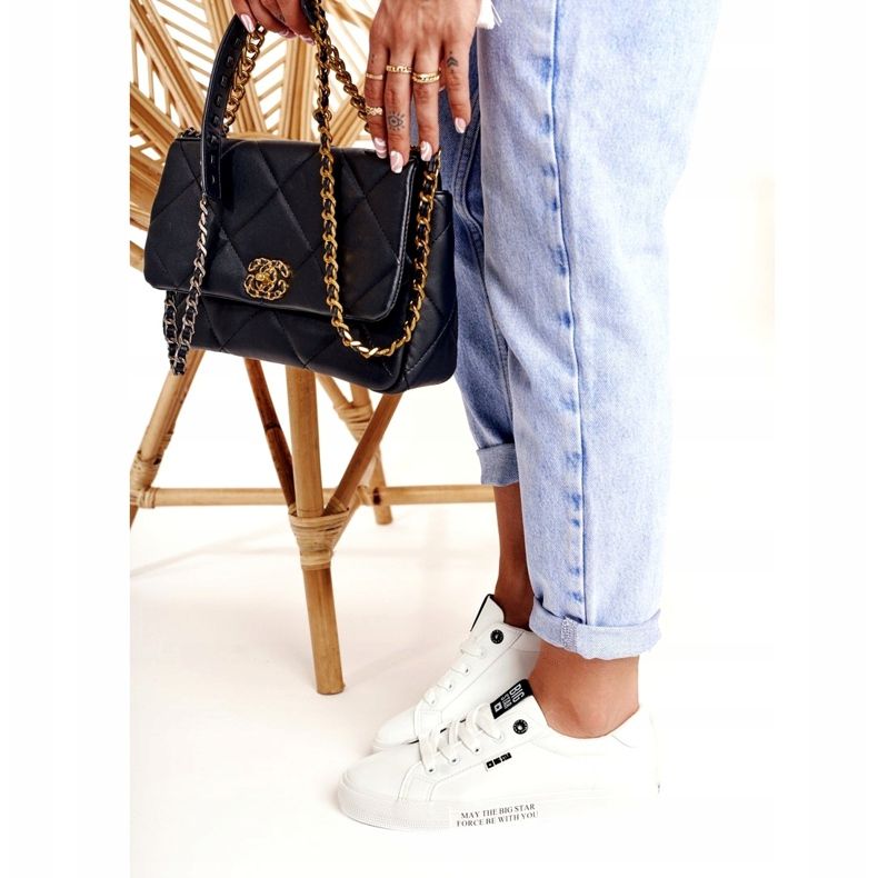 Damskor i läder med inskriptionen Big Star EE274316 Vit svart 2