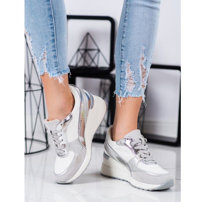 VINCEZA Wedge Sneakers vit 1