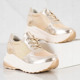 Bestelle Gyllene sneakers med glitter beige 1