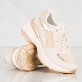 SHELOVET Snygga gyllene sneakers beige 1