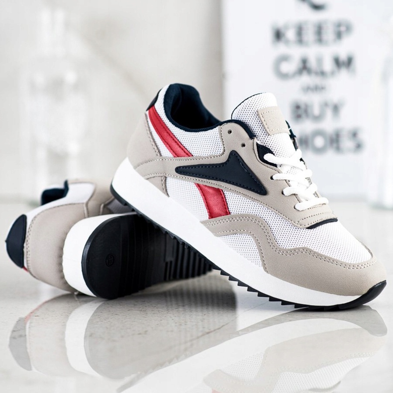 SHELOVET Sportskor med mesh vit röd grå 1