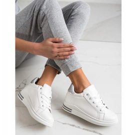 Diamantique Wedge Sneakers Med Glitter vit silver- 2