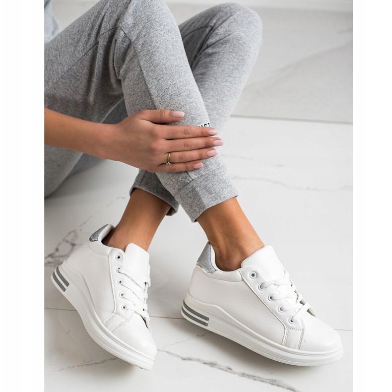 Diamantique Wedge Sneakers Med Glitter vit silver- 2