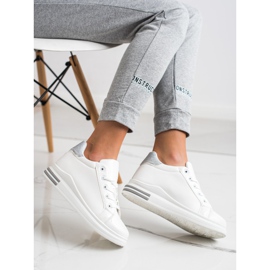 Diamantique Wedge Sneakers Med Glitter vit silver- 1