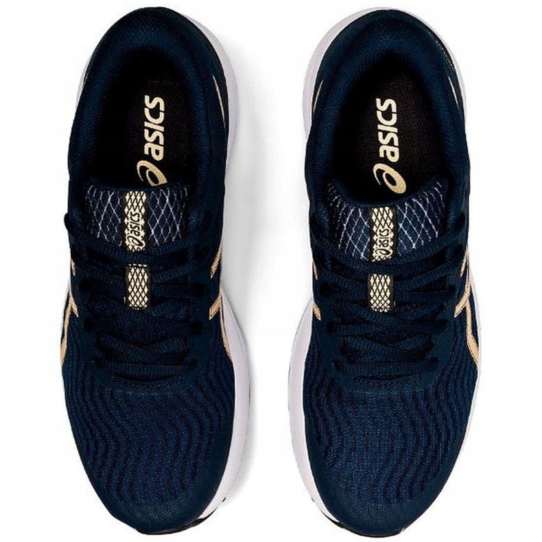 Asics Patriot 12 löparskor för kvinnor marinblå 1012A705 403 gyllene 1