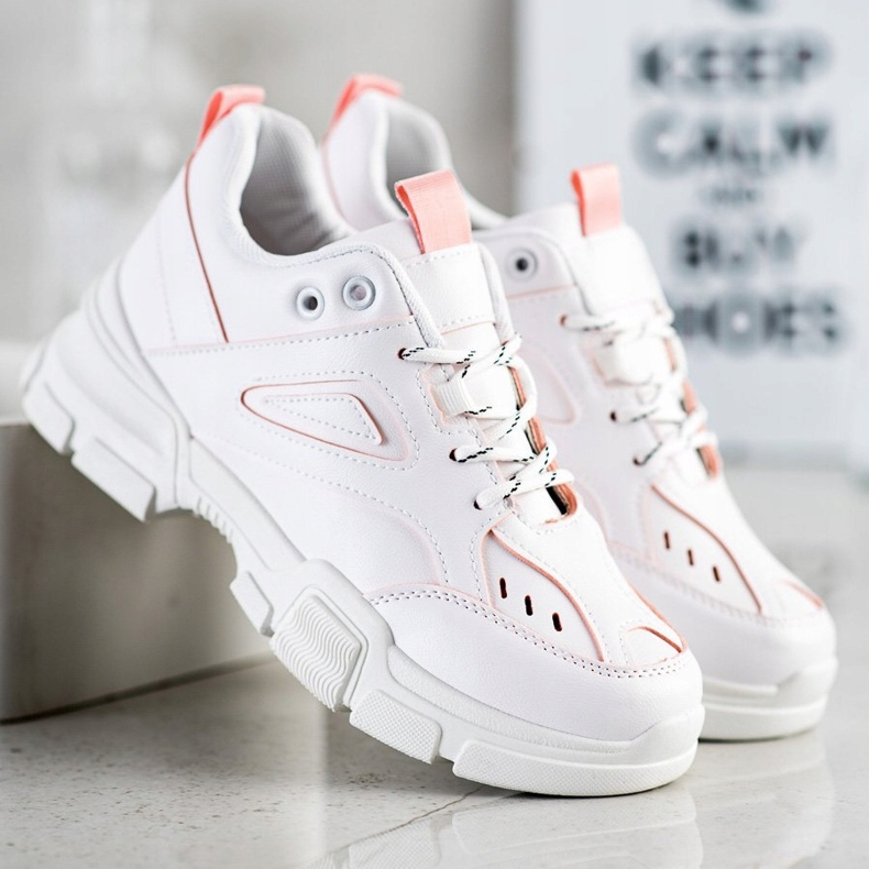 SHELOVET Trendiga vita sneakers rosa 1
