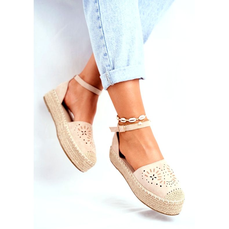SEA Espadriller för kvinnor på Beige Palermo -linneplattform 1