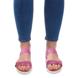 Sandaler Med ett elastiskt band V12817 Rosa silver- 1