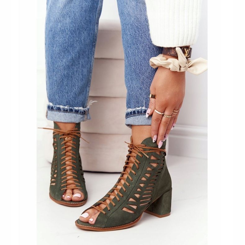 Dam mocka läder Maciejka gröna stövlar 04040-09 beige 2