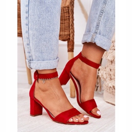 EVE Kvinnors sandaler på hälen mocka röd Lexi 2