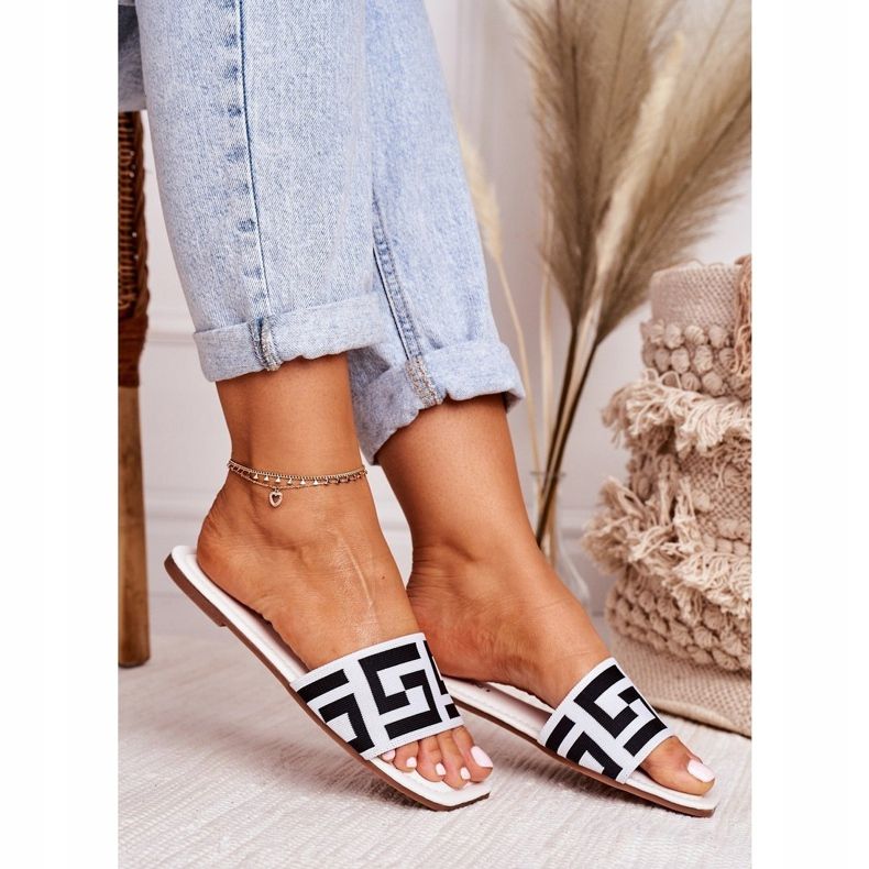 Klassiska tofflor för kvinnor Vit Melinda svart 2