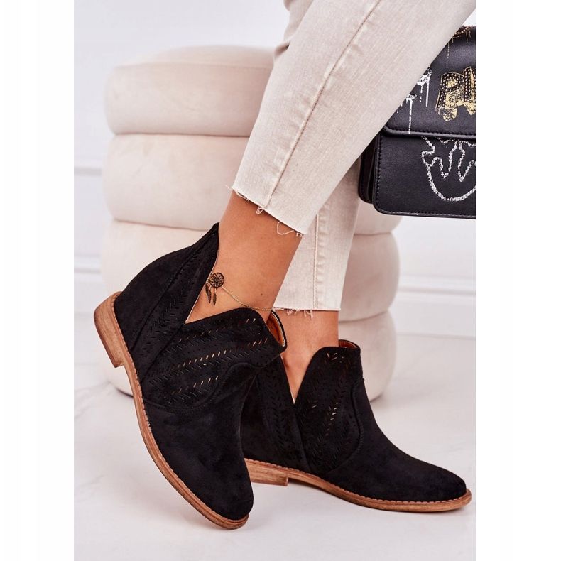 Openwork Black Melanie Wedge Boots svart 2